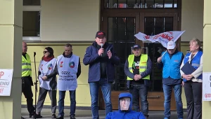 Protest pracowników Grupy Azoty w Tarnowie.