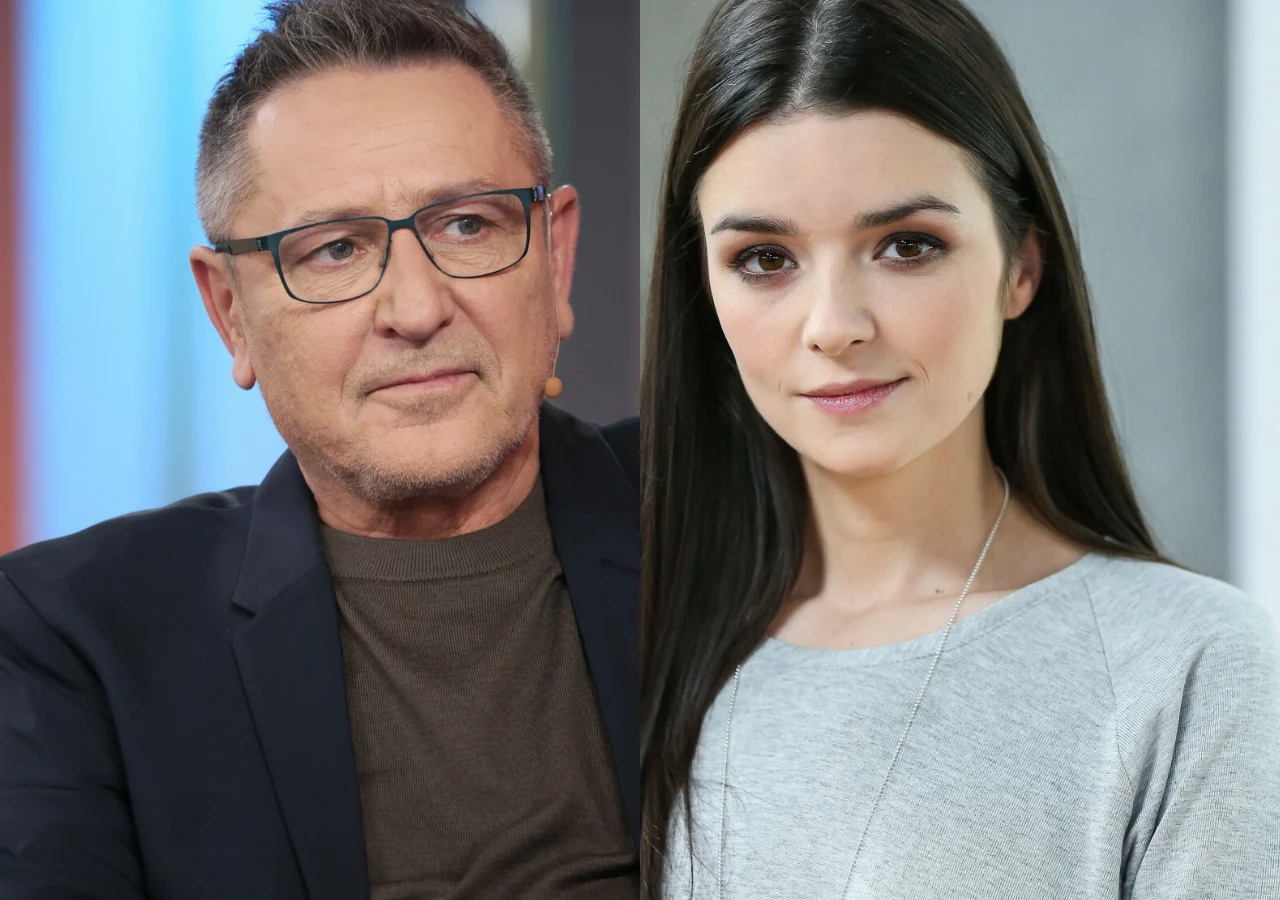Andrzej Sołtysik i Patrycja Sołtysik Dziennikarz Andrzej Sołtysik w okularach i jego żona Patrycja Sołtysik w szarej bluzce i srebrnym naszyjniku