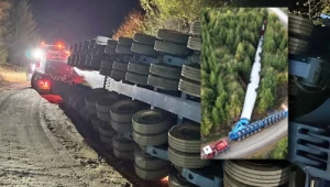 W Niemczech przewróciła się przyczepa wioząca ogromną łopatę turbiny wiatrowej
