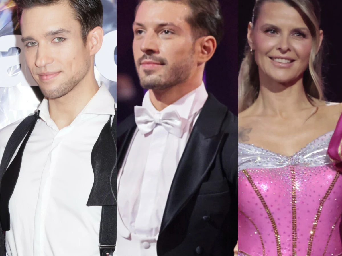 Dominik Smaruj, Jasper Sołtysiewicz, Mandaryna Dominik Rupiński, Jasper Sołtysiewicz i Mandaryna w eleganckich strojach podczas 8. odcinka Tańca z gwiazdami.