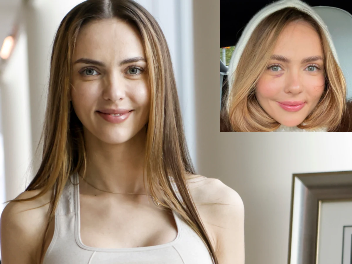 Marcela Leszczak, fot. https://www.instagram.com/marcelamargerita/?hl=pl Marcela Leszczak w jasnym topie, obok widoczne zbliżenie twarzy w opasce na głowie.