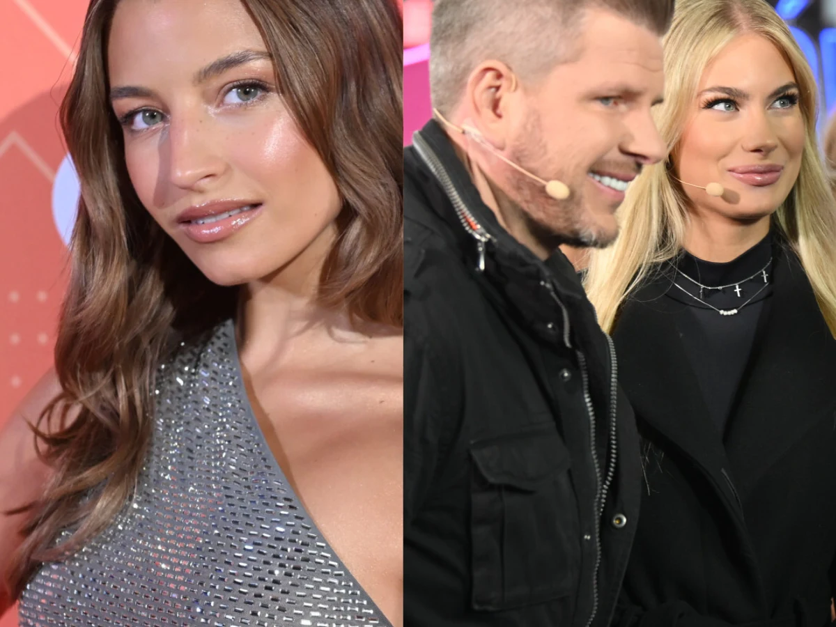 Julia Wieniawa, Filip Chajzer, Bianka Chajzer Julia Wieniawa, Bianka Chajzer oraz Filip Chajzer w kolorowym otoczeniu podczas wydarzenia medialnego.