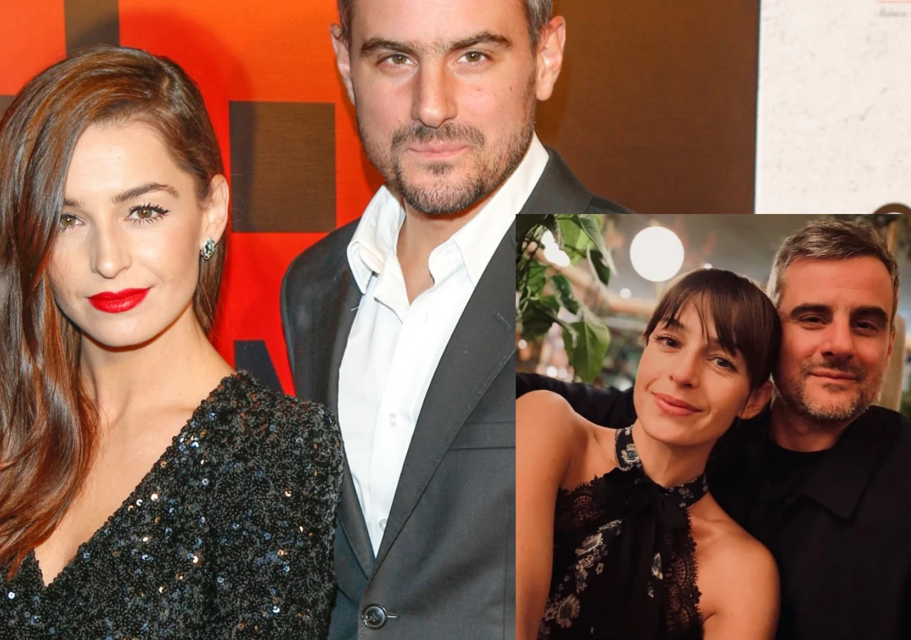 Agnieszka Więdłocha i Antoni Pawlicki świętowali urodziny aktora Elegancko ubrana para stojąca razem podczas oficjalnego wydarzenia oraz ich wspólne selfie wykonane w bardziej swobodnej, wieczorowej scenerii.