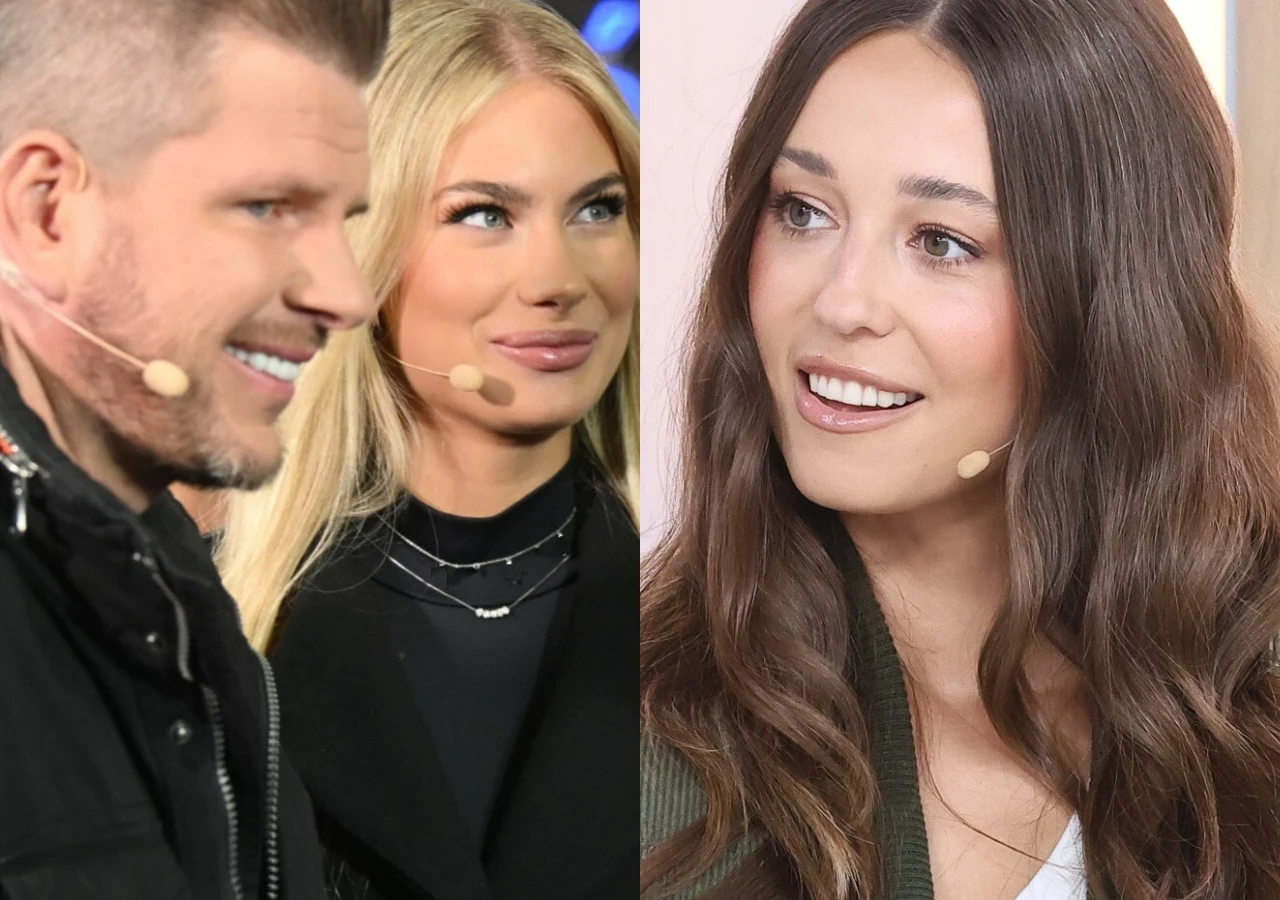 Filip i Bianka Chajzerowie, Izabella Krzan Filip Chajzer, Bianka Chajzer i Izabella Krzan na zestawieniu zdjęć z planów programów telewizyjnych.