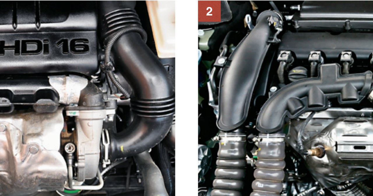 [1] Popularny diesel 1.6 HDi nie sprawia większych problemów. [2] Wersja benzynowa 1.6 THP zaskakuje niską żywotnością łańcucha rozrządu. /Motor