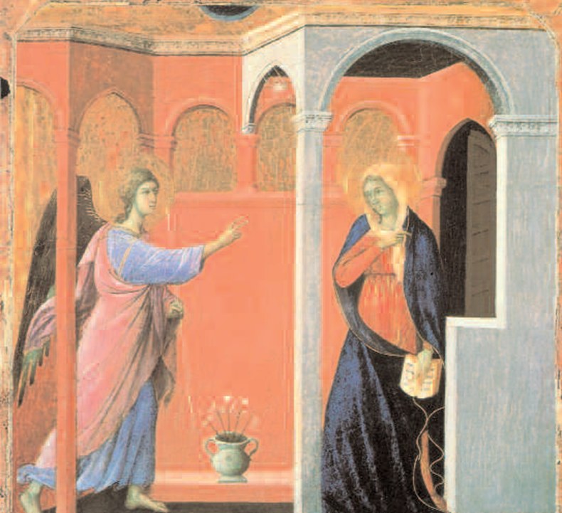 1 Zwiastowanie, Archanioł Gabriel i Maria Dziewica, Duccio di Bouni- nesgna, 1311 r. 1 Zwiastowanie, Archanioł Gabriel i Maria Dziewica, Duccio di Bouni- nesgna, 1311 r. /Encyklopedia Internautica