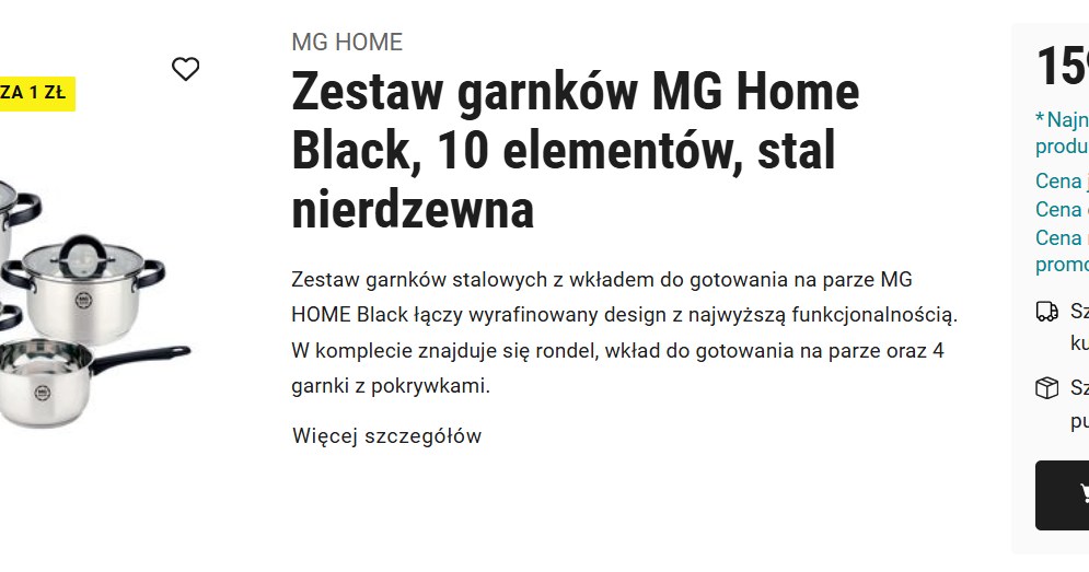 10-elementowy komplet garnków MG Home w świetnej cenie! Biedronka obniżyła cenę o 190 zł /Biedronka Home /INTERIA.PL