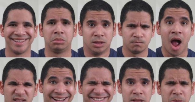 10 przykładów mimiki twarzy wykorzystanych w czasie eksperymentu /materiały prasowe