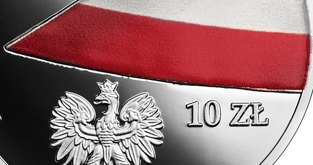 100-lecie polskiej flagi państwowej, 10 zł, detal awersu /NBP