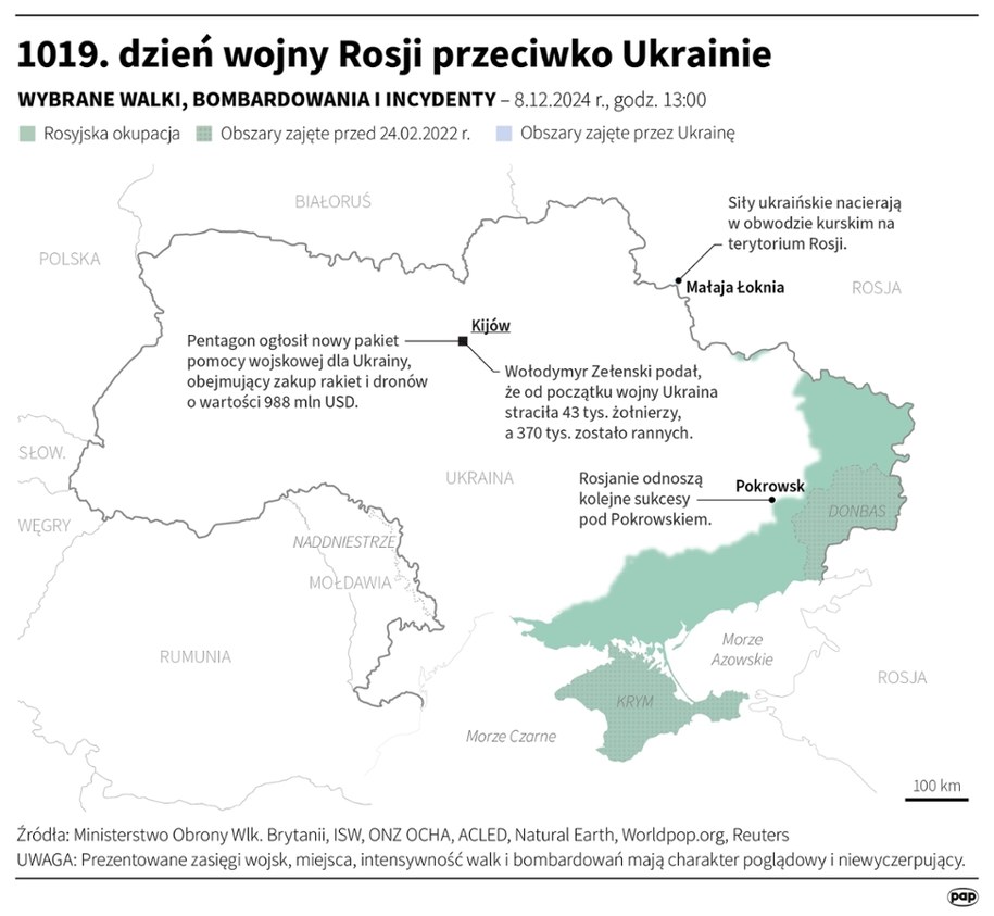 1019. dzień wojny Rosji przeciwko Ukrainie /Maciej Zieliński /PAP