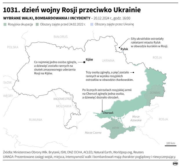 1031. dzień wojny Rosji przeciwko Ukrainie /Michał Czernek /PAP