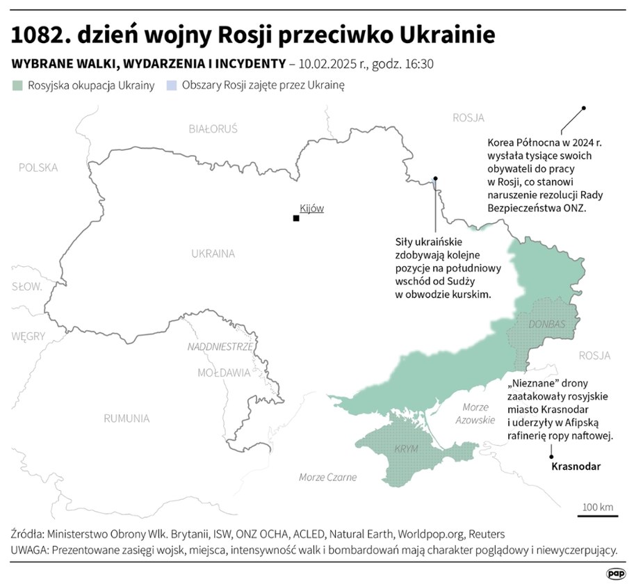 1082. dzień wojny Rosji przeciwko Ukrainie /Michał Czernek /PAP