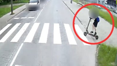 11-latek na hulajnodze zderzył się z autobusem. Policja publikuje nagranie ku przestrodze