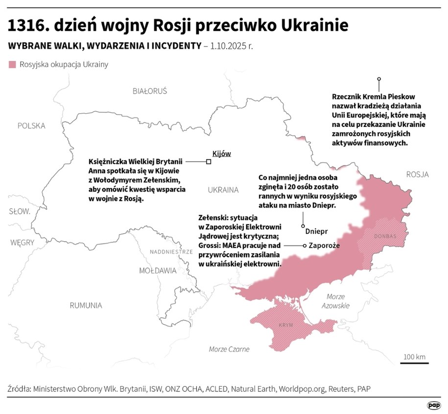 1316. dzień wojny Rosji przeciwko Ukrainie /Michał Czernek /PAP