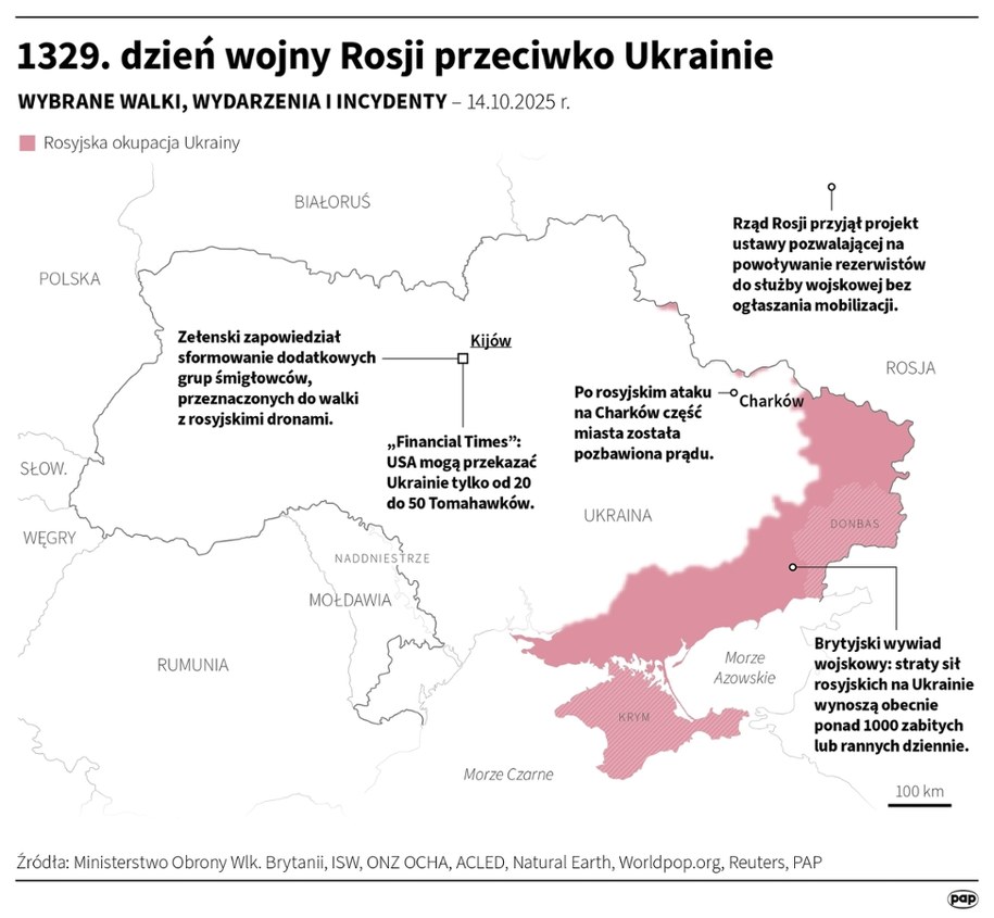 1329. dzień wojny Rosji przeciwko Ukrainie /Michał Czernek /PAP
