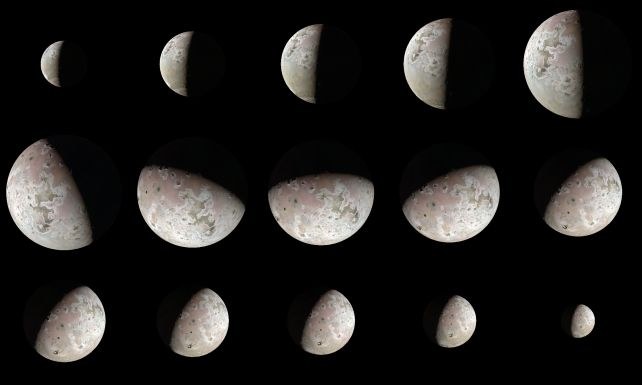15 zdjęć księżyca Io, które zrobiono w trakcie przelotu sondy Juno /NASA/JPL-CalTech/SwRI/MSSS/Jason Perry, CC NC SA /materiał zewnętrzny