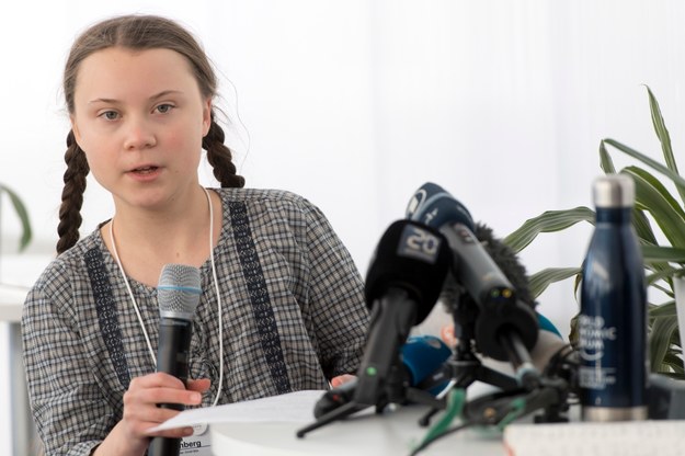16-letnia Greta przemawiająca w Davos /LAURENT GILLIERON /PAP/EPA