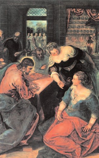16 Św. Marta upomina swoją siostrę Marię rozmawiającą z Jezusem, Jacopo Tintoretto, 1580 r. 16 Św. Marta upomina swoją siostrę Marię rozmawiającą z Jezusem, Jacopo Tintoretto, 1580 r. /Encyklopedia Internautica