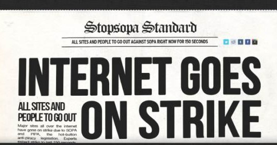 18 stycznia - kolejne strony dołączają się do globalnego protestu przeciwko SOPA /materiały prasowe