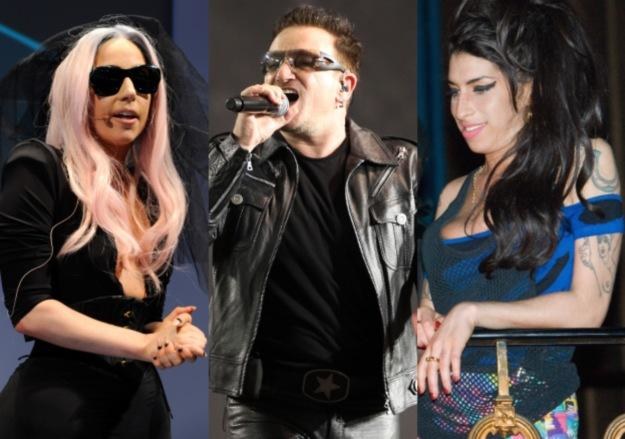 2011: Lady GaGa (fot. Ethan Miller), U2 (fot. Mark Metcalfe) i Amy Winehouse (fot. Ian Gavan) /Getty Images/Flash Press Media