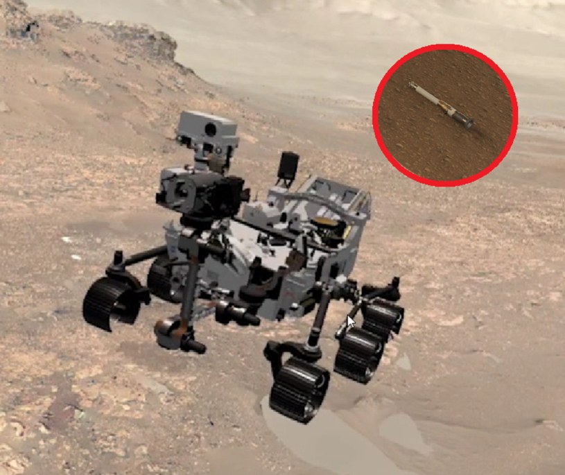21 grudnia Łazik Perseverance zrzucił na powierzchnię Marsa mały, metalowy pojemnik.  To początek "magazynu próbek" na Czerwonej Planecie. /NASA