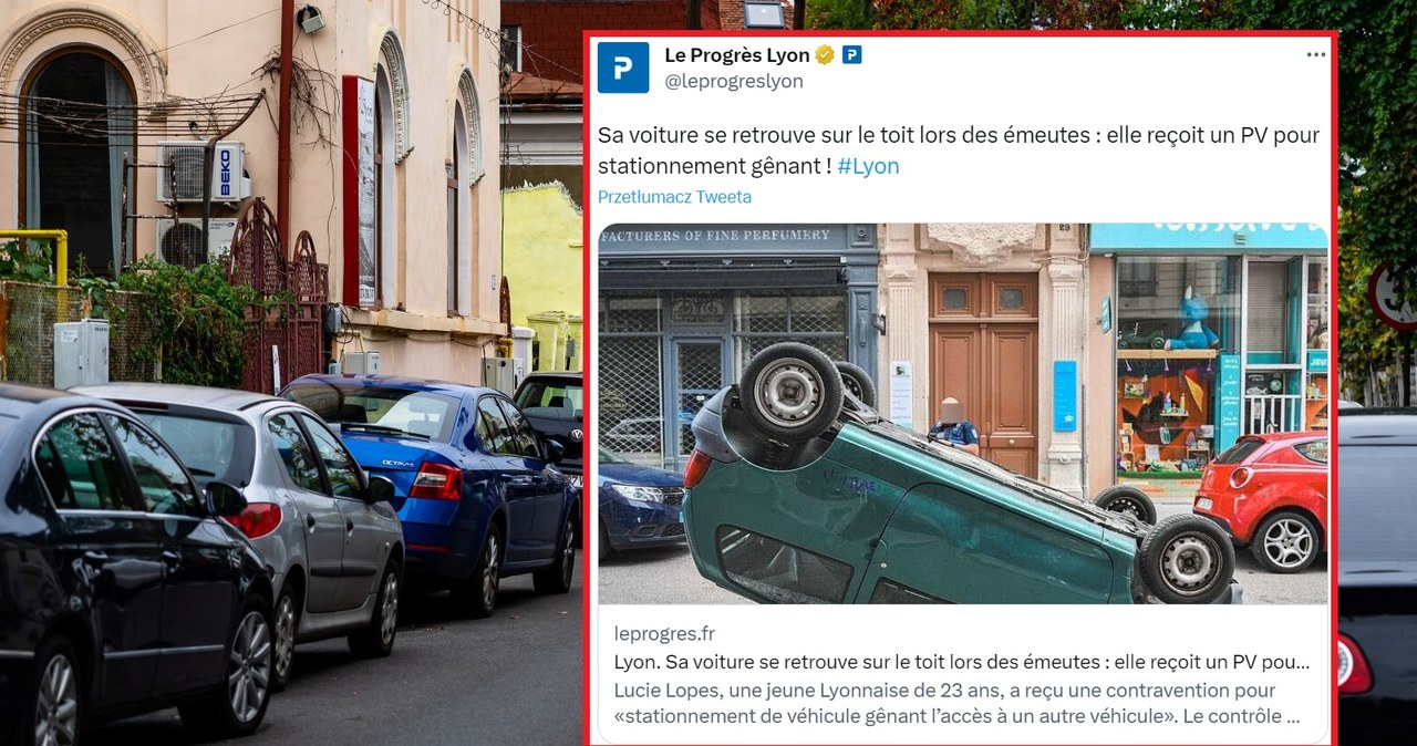 23-latka została otrzymała mandat za złe parkowanie. /123RF/PICSEL/ @leprogreslyon/ Twitter/ zrzut ekranu /