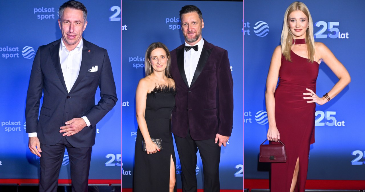25-lecie Polsatu Sport - Sławomir Szmal, Piotr Gruszka z żoną, Marta Ćwiertniewicz /AKPA