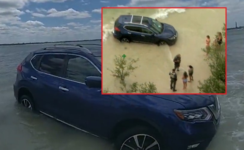26-letnia kobieta wjechała SUV-em do wody, ponieważ... chciała zawrócić. /VolusiaSheriff/ Twitter/ zrzuty ekranu /