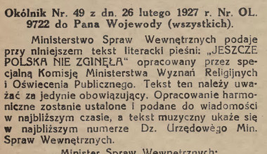 26 lutego 1927 r. "Mazurek Dąbrowskiego" hymnem narodowym