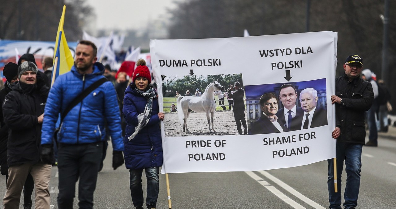 27.02.2016 ulicami Warszawy przeszedl marsz " My , Narod " zorganizowany przez Komitet Obrony Demokracji fot. Beata Zawrzel /East News