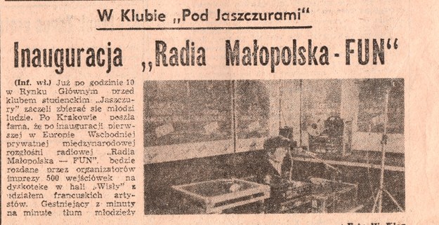 27 lutego 2020 roku minęła 30. rocznica oficjalnej Inauguracji Radia Małopolska FUN /RMF FM
