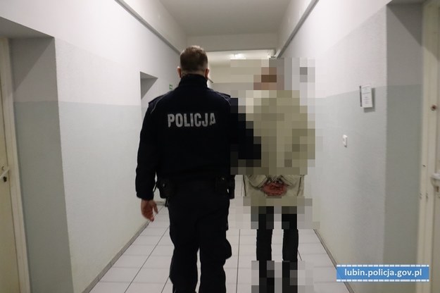 32-latek podczas zatrzymania przez policję. /Policja Lubin /