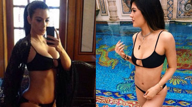 33-letnia Kim Kardashian (L) w stroju swej 16-letniej siostry Kylie Jenner (P) /