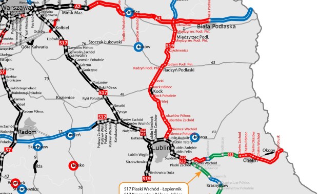35 ofert wpłynęło w przetargach na budowę trzech odcinków S17 Piaski - Zamość
