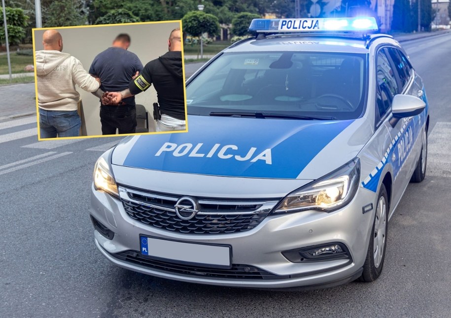 36-latek wskoczył na radiowóz i zrobił sobie selfie, fot. Komenda Miejska Policji w Katowicach, Shutterstock /