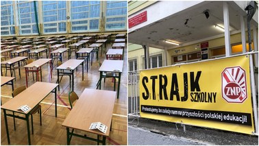 8. dzień strajku nauczycieli, pierwszy dzień egzaminu ósmoklasisty [ZAPIS RELACJI]