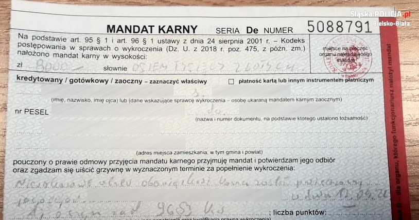 8 tys. zł mandatu za niewskazanie kierowcy /Policja