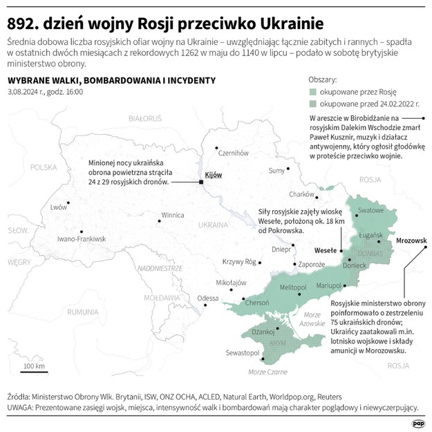 892. dzień wojny Rosji przeciwko Ukrainie /Maciej Zieliński /PAP