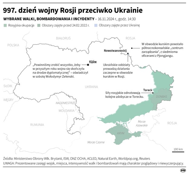 997. dzień wojny Rosji przeciwko Ukrainie /Maciej Zieliński /PAP