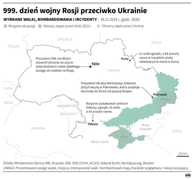 999. dzień wojny Rosji przeciwko Ukrainie /Michał Czernek /PAP