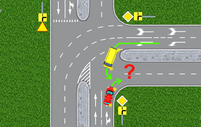 A co będzie, jeśli kierowca żółtego pojazdu będzie chciał zawrócić? /INTERIA.PL