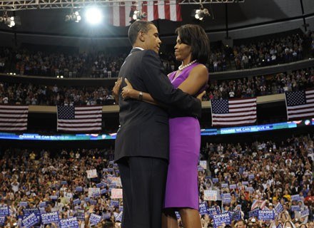 A tu Barack Obama ze swoją prawdziwą dziewczyną - żoną Michelle, 3 czerwca 2008 /AFP