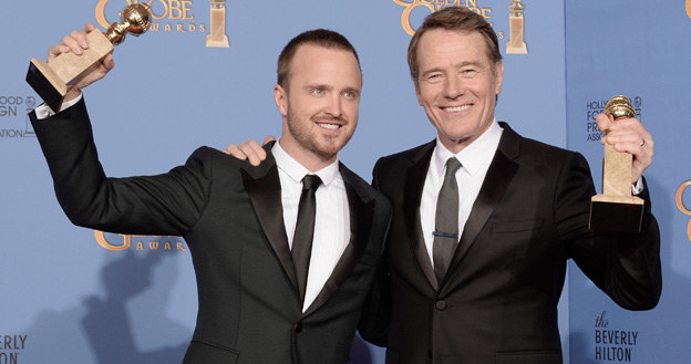 Aaron Paul i Bryan Cranston - odtwórcy głównych ról w serialu "Breaking Bad" /Kevin Winter /Getty Images