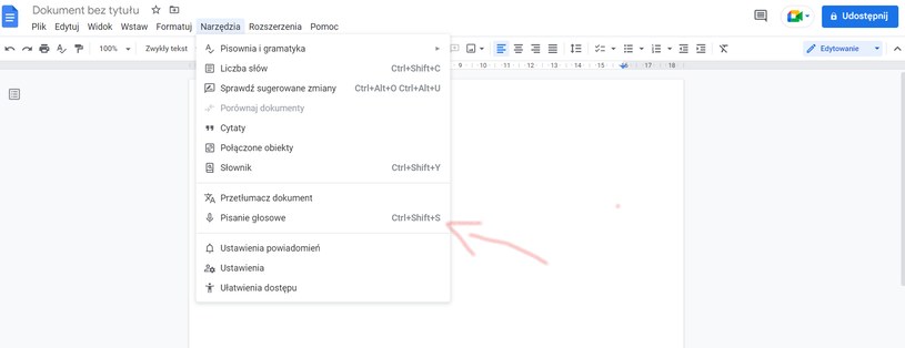 Aby korzystać z pisania głosowego w Dokumentach Google wystarczy konto i przeglądarka Chrome. /Dokumenty Google /materiał zewnętrzny