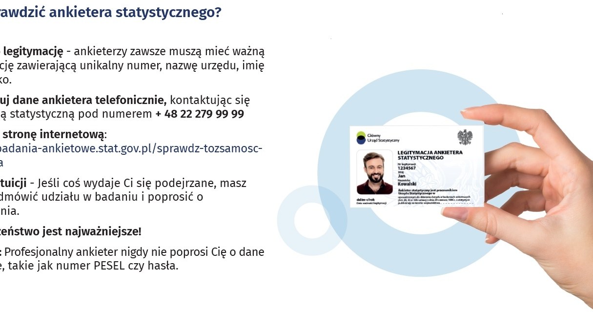 Aby upewnić się, że kontakt z ankieterem jest autentyczny, GUS umożliwia weryfikację ich tożsamości /materiały promocyjne