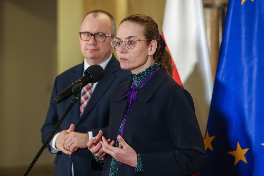 Adam Bodnar i Maria Ejchart na konferencji prasowej /Kasia Zaremba /PAP