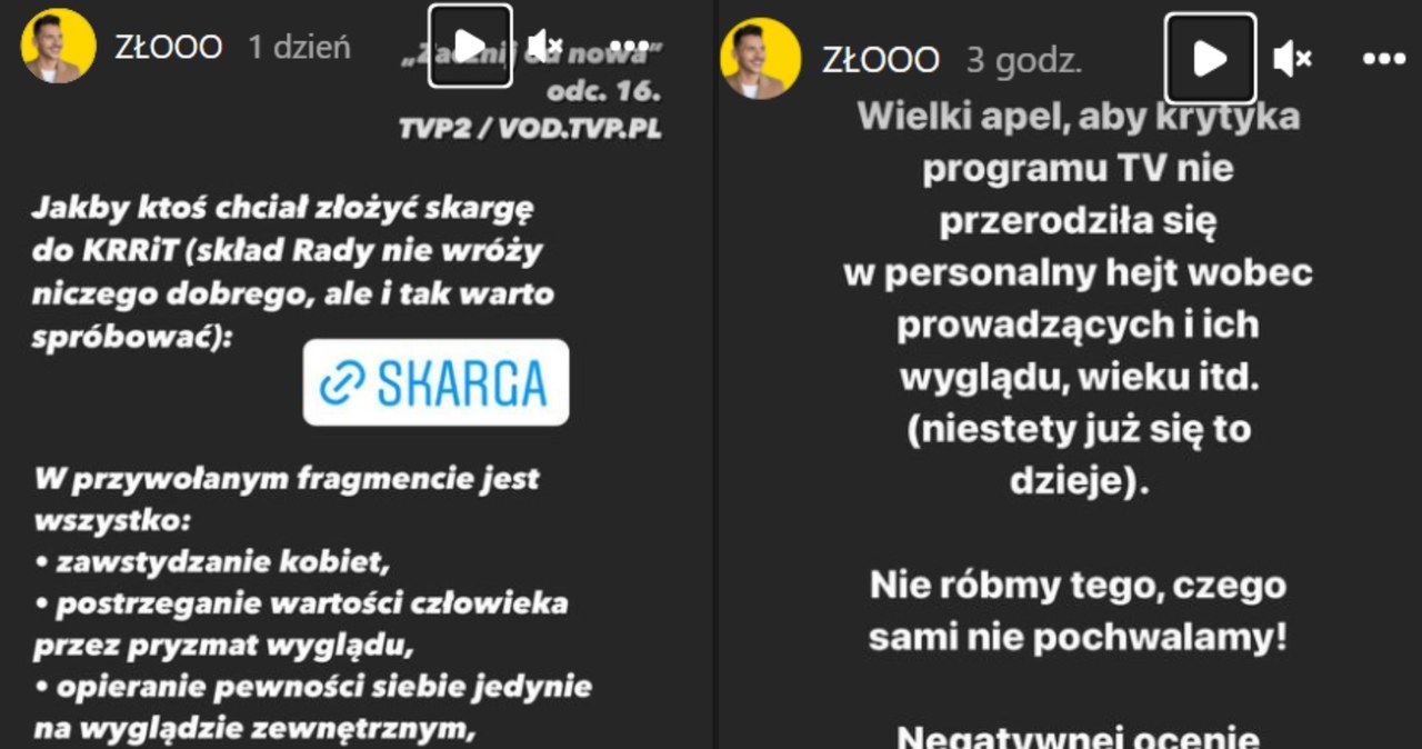 Adam Chowański krytykuje program "Zacznij od nowa" /Instagram