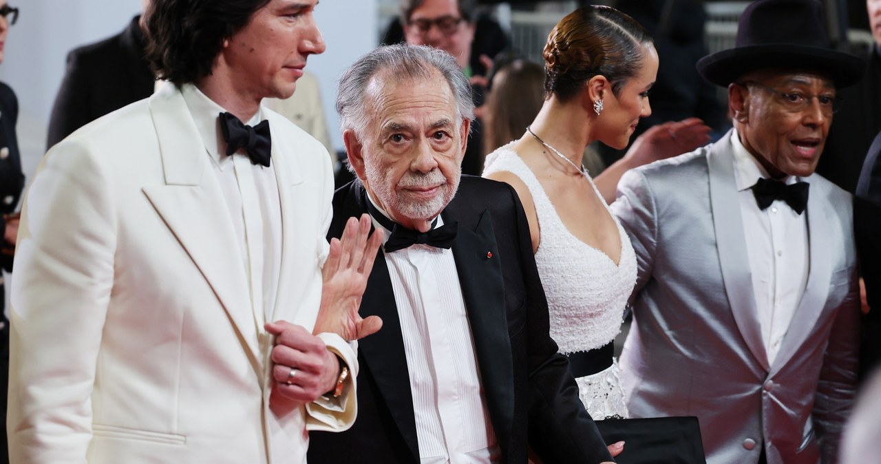 Adam Driver, Francis Ford Coppola, Bathalie Emmanuel i Giancarlo Esposito podczas premiery "Megalopolis" w Cannes /Ernesto Ruscio / Contributor /Getty Images