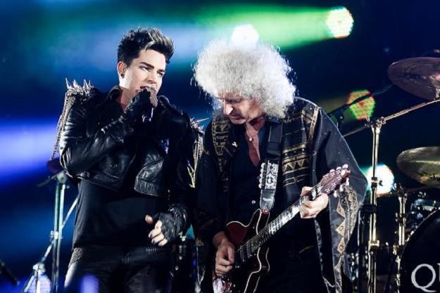 Adam Lambert i Brian May (Queen) w lipcu 2012 r. we Wrocławiu /fot. Bartosz Nowicki