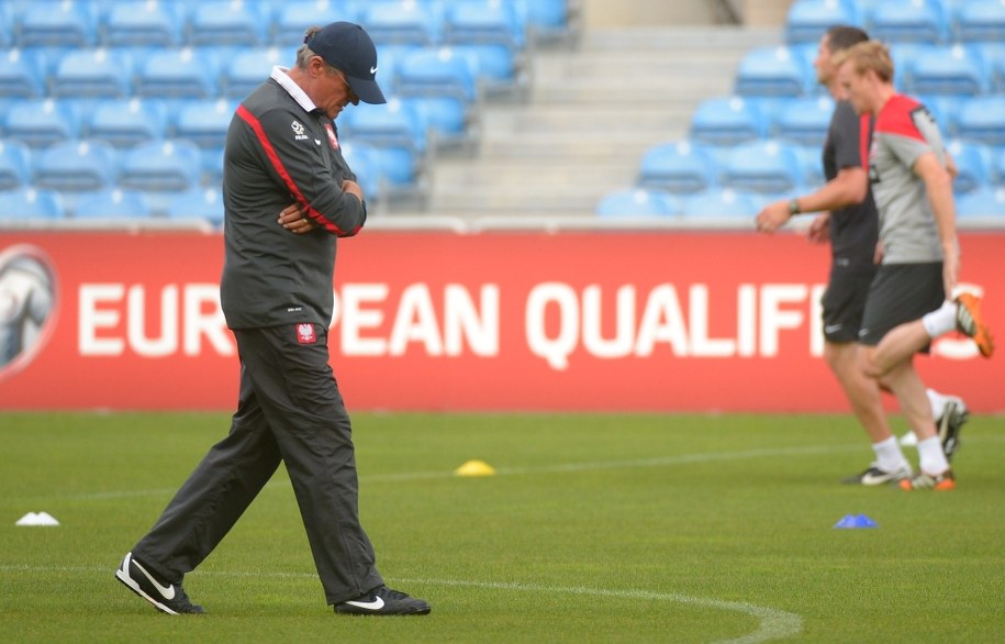 Adam Nawałka na treningu /Bartłomiej Zborowski /PAP